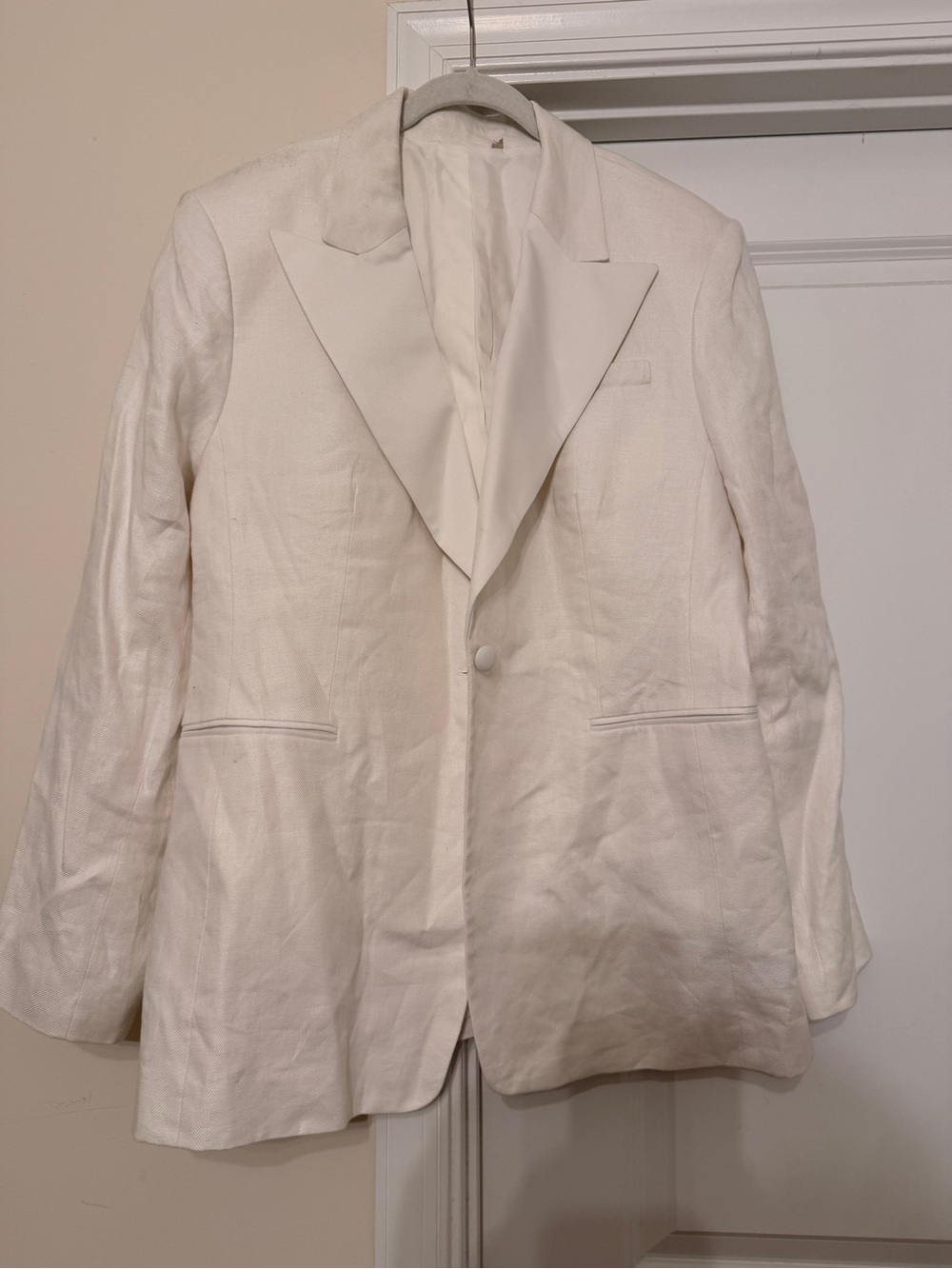 Banana Republic Off-White Single-Button Linen Blazer